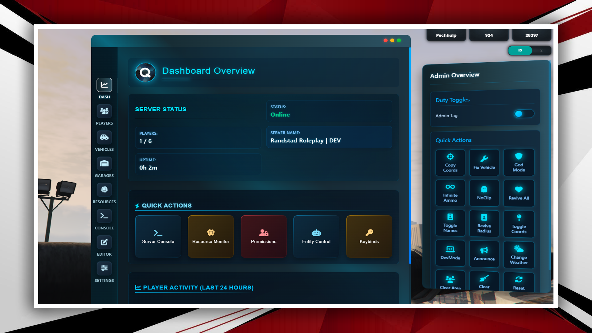 Quasar Admin Menu